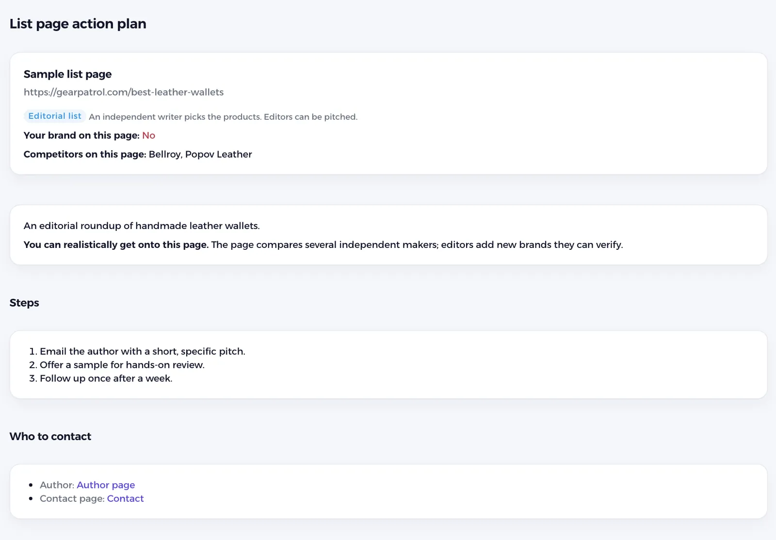 How do you get onto a list page?